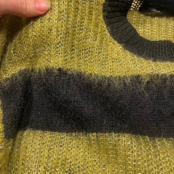 NWOT AllSaints Onyx Black / Olive Striped Sweater - Large - Picture 5 of 5